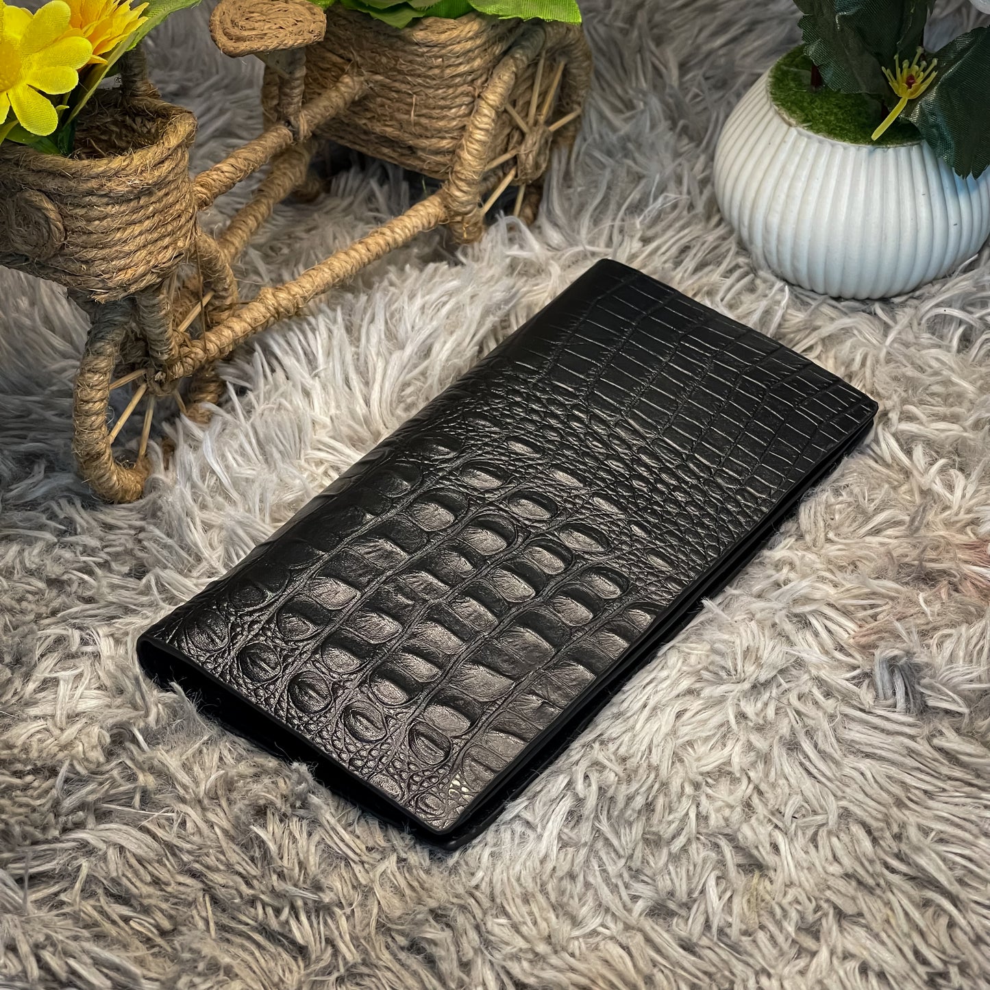 Alligator Long Wallet (Black)