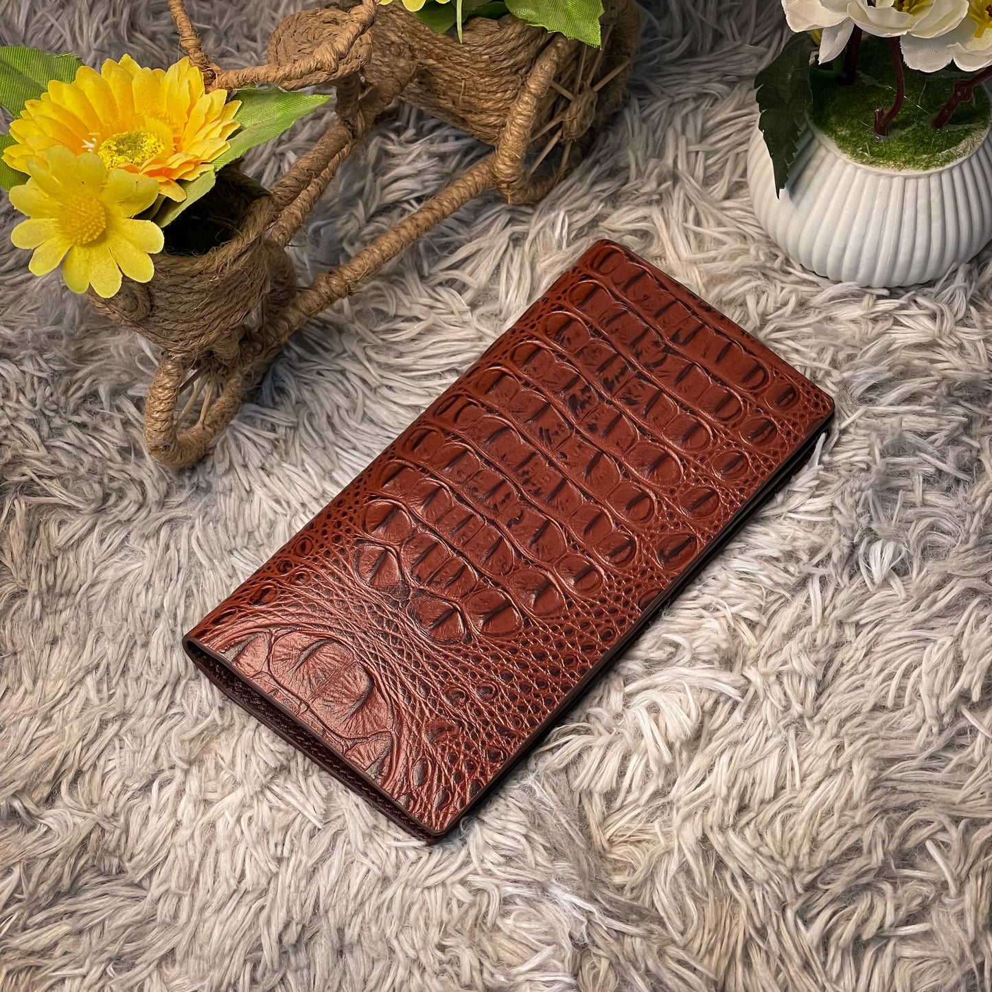 Alligator Long Wallet (Brown)