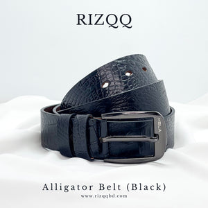 Alligator Leather Belt (Black)