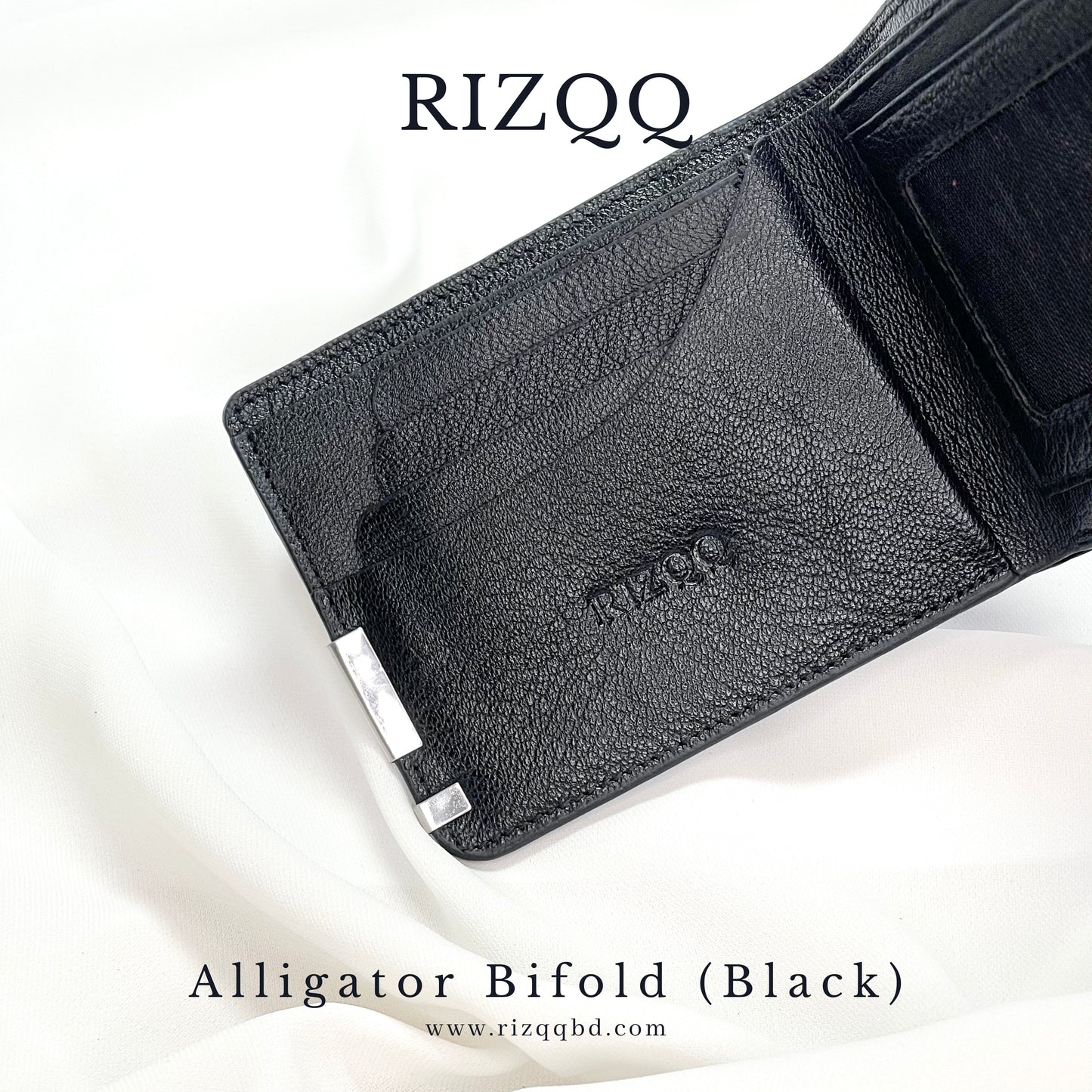Alligator Bifold Wallet (Black)