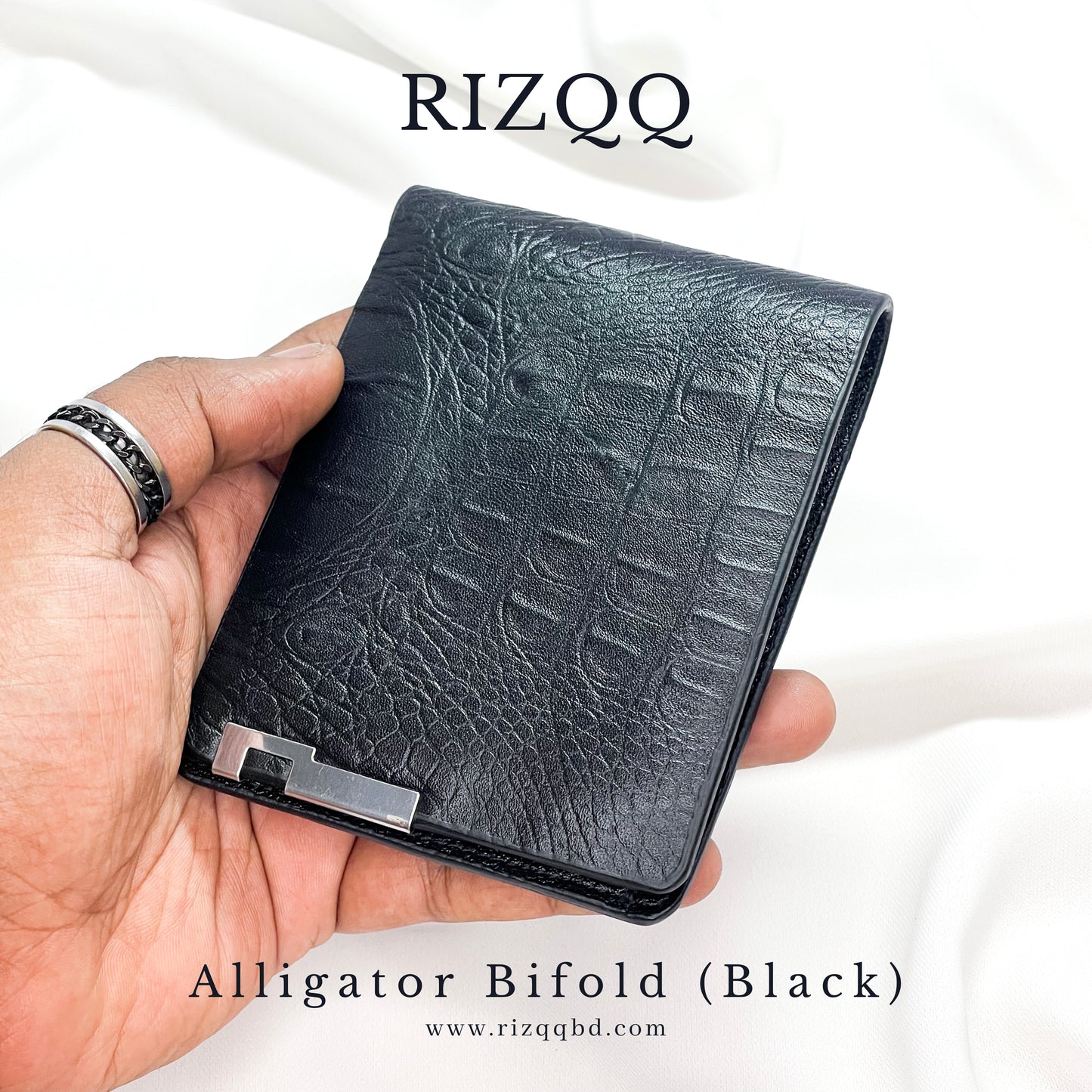 Alligator Bifold Wallet (Black)