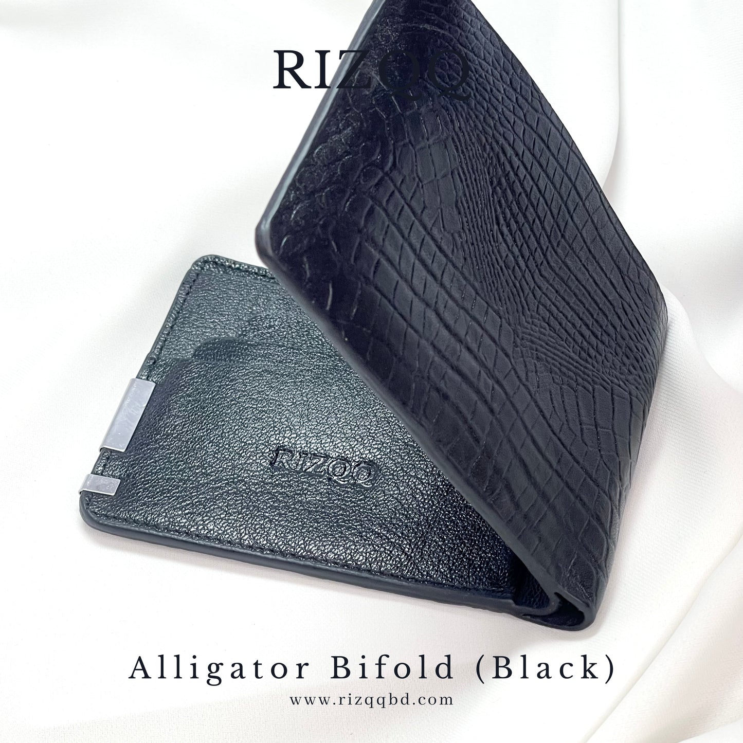 Alligator Bifold Wallet (Black)
