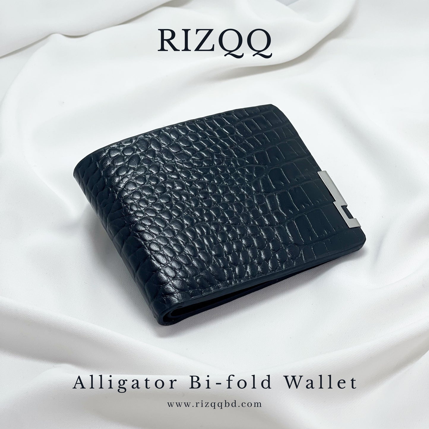 Alligator Bifold Wallet (Black)