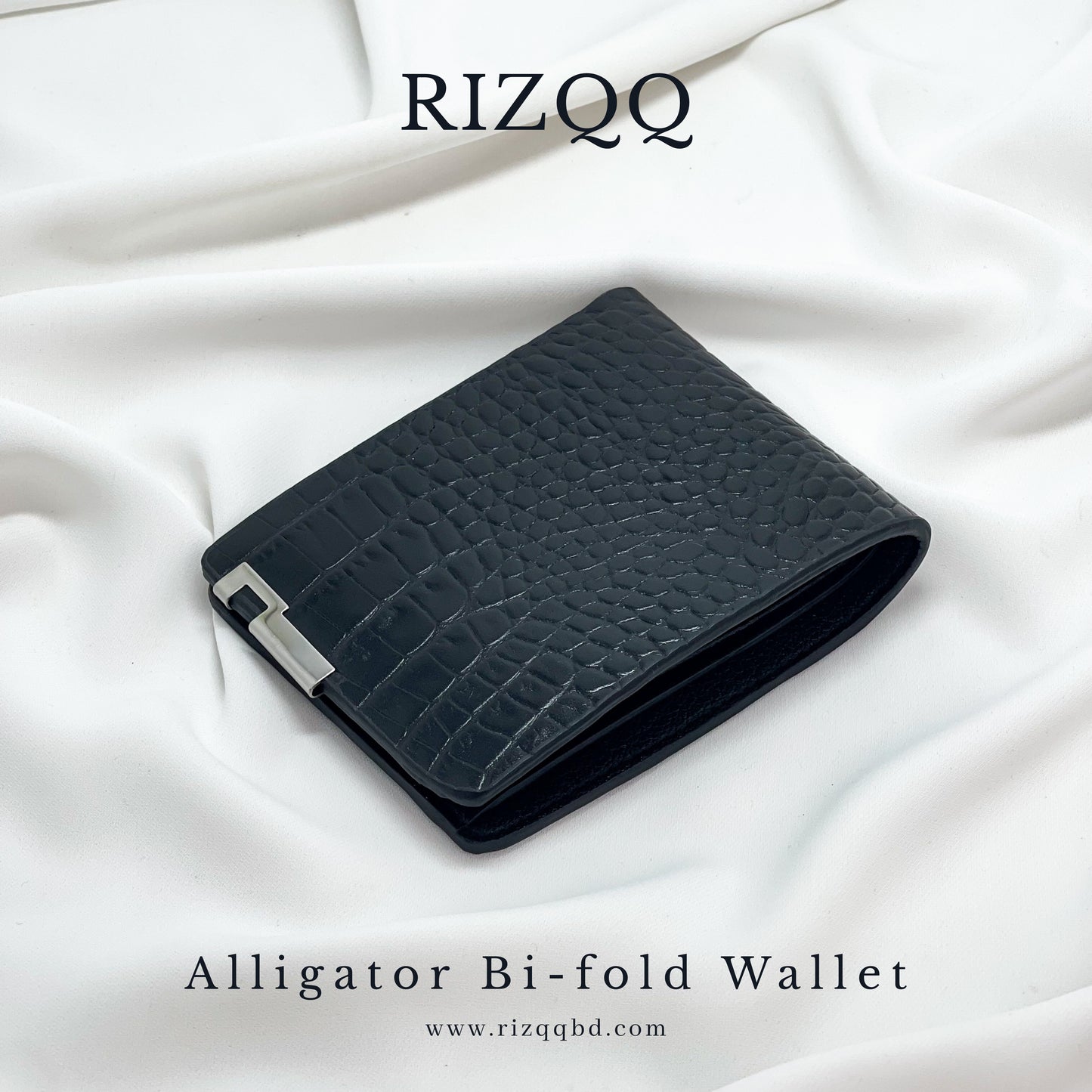 Alligator Bifold Wallet (Black)