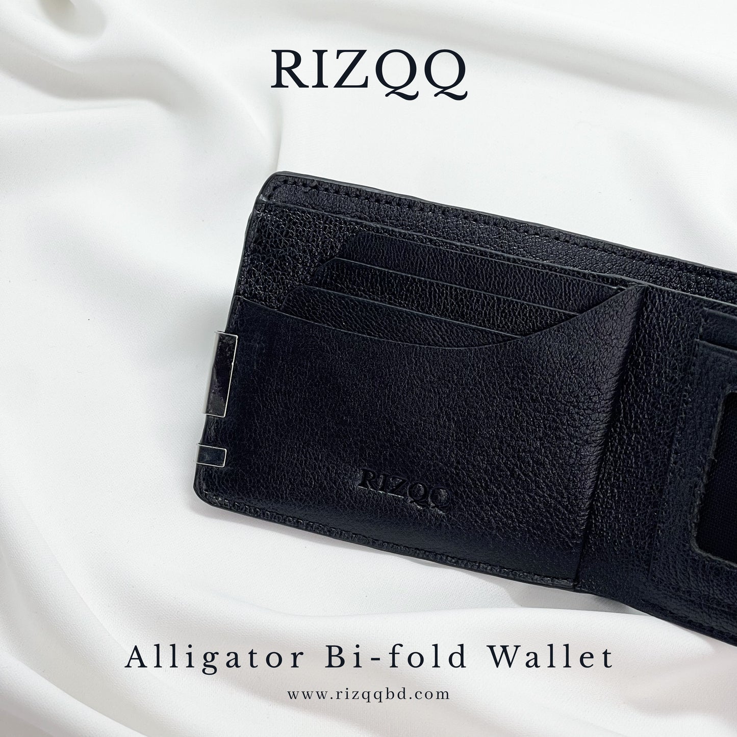 Alligator Bifold Wallet (Black)
