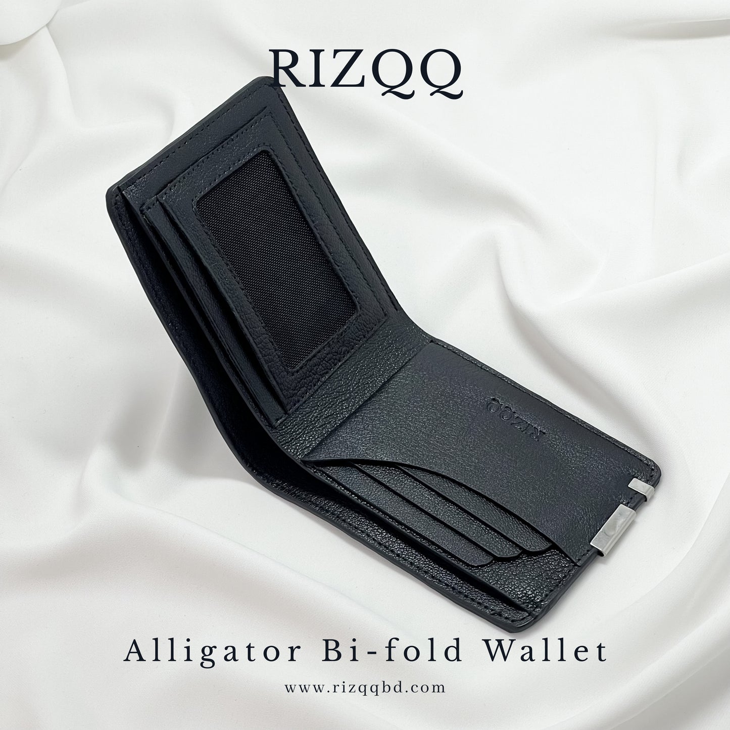 Alligator Bifold Wallet (Black)