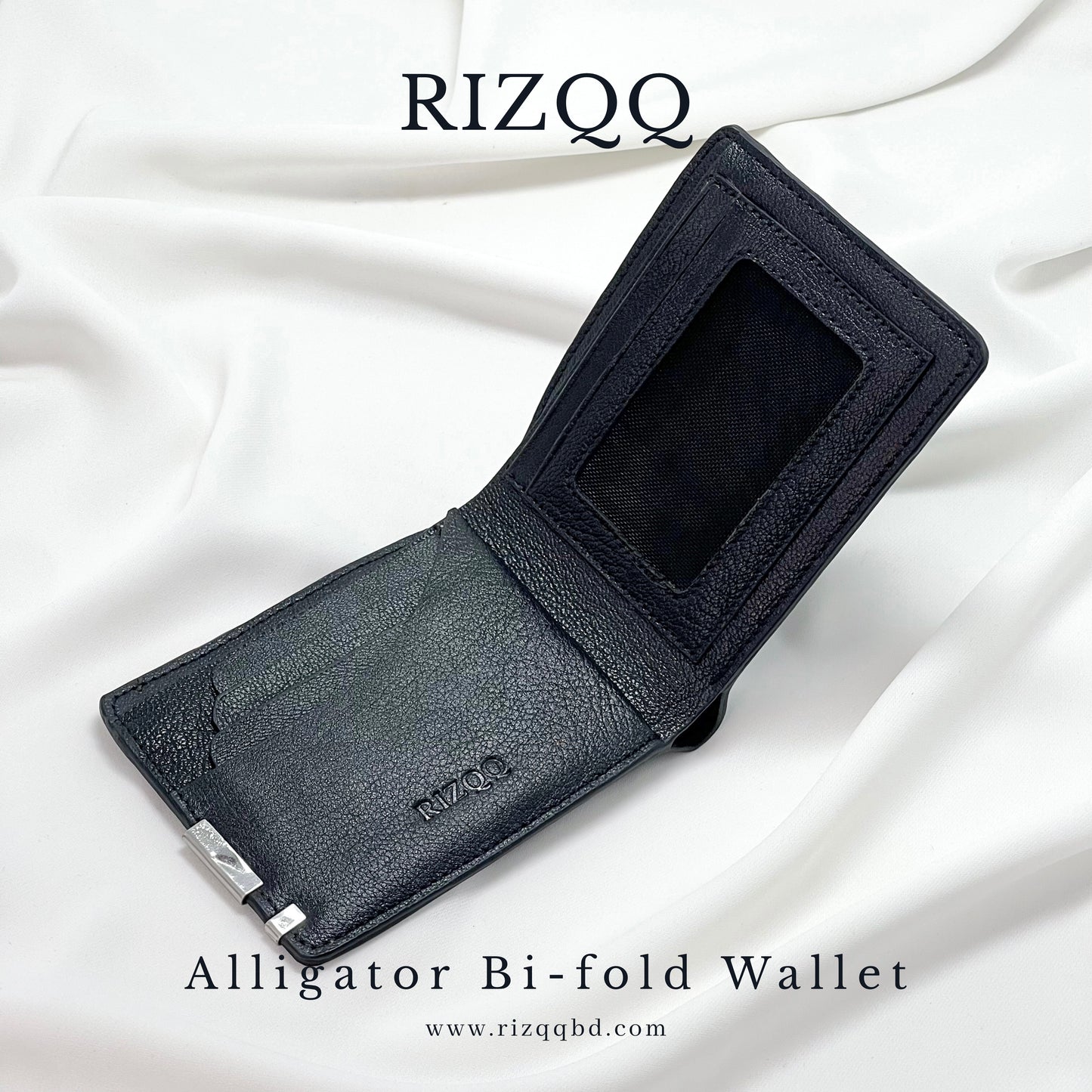 Alligator Bifold Wallet (Black)